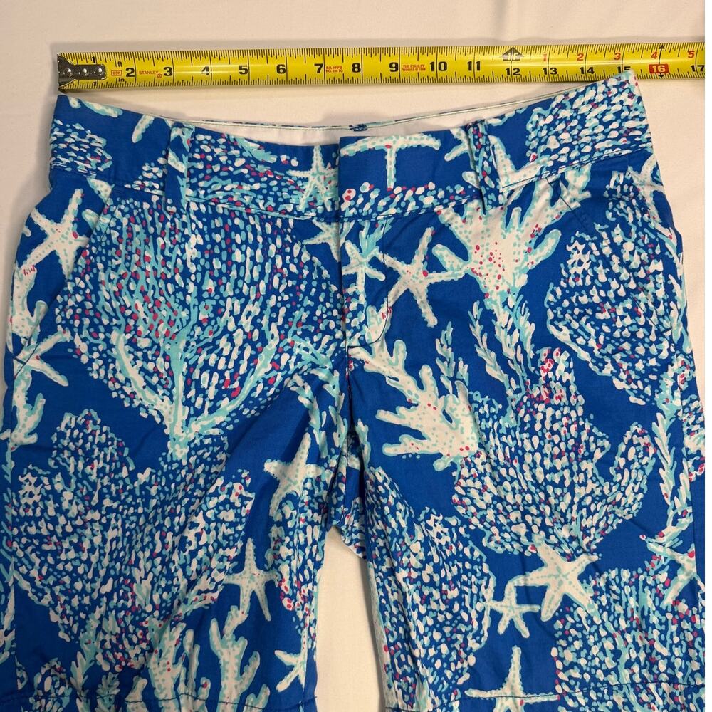 Lilly Pulitzer Chipper Shorts Size 4 Blue Coral Starfish Coastal Print Reef - Picture 12 of 13